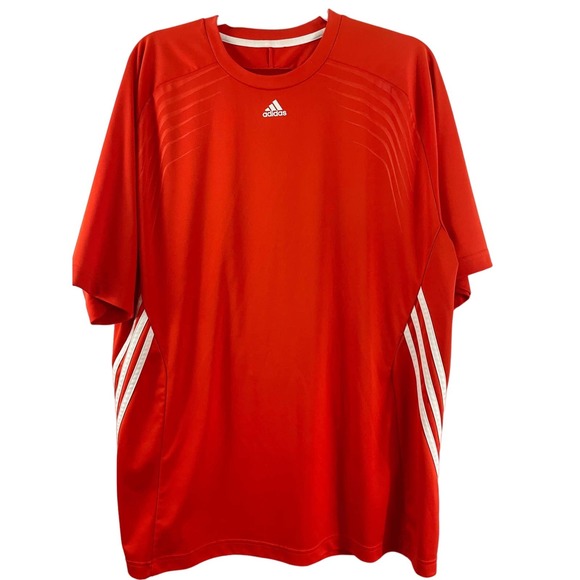 Adidas Mens XL Clima Lite Orange White Shirt Activewear Running Short Sleeves - Picture 1 of 6